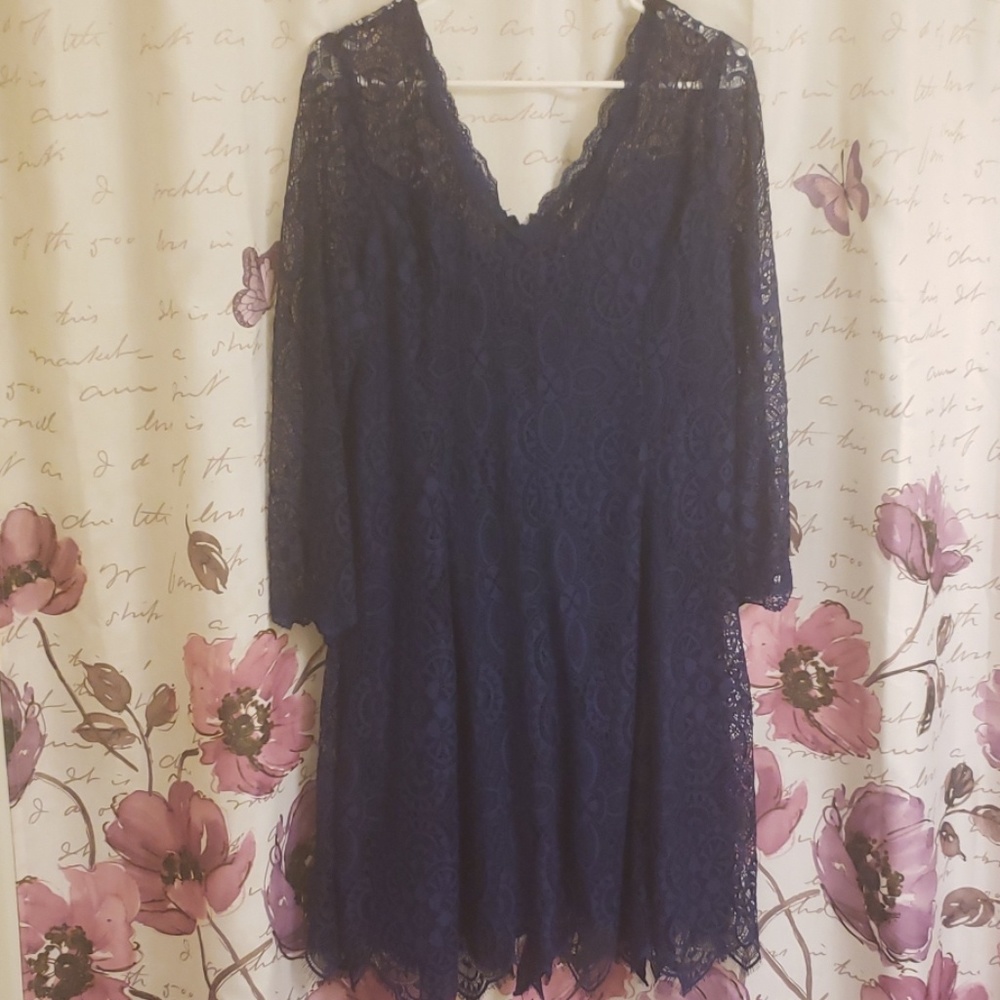 Blue lace party dress.